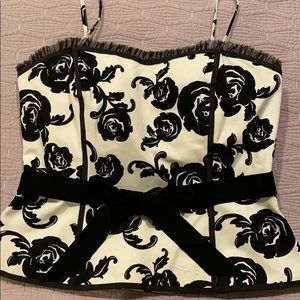 White House Black Market Black and White Floral Camisole
